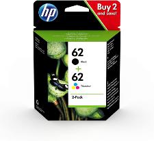 HP 62  Pack de 2 Cartouches d'Encre Noir et Trois Couleurs (Cartouche Cyan, Magenta, Jaune) N9J71AE