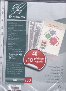 Lot promo - Sachet de 40 + 10 pochettes perforées en polypropylène lisse - A4 - PROMOTION
