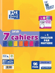 Oxford Scolaire Cahier agrafé 24x32cm 96 Pages 90g Lot de 7