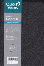 QUO VADIS Agenda Civil SAPA X Couv Plast Grainée noir 10 x 15 cm Version 2025