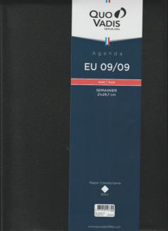AGENDA Quo Vadis  Semainier EU 09 / 09 Sept 2025 Sept 2026 , 21x29.7cm, Couv. Impala Noir