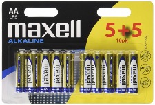 Maxell Piles Alkaline LR6 GD  AA Boite de 5 plus 5 offert