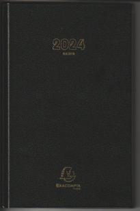 Agenda civil 2 jours/page 2024 Exacompta - Noir - 21 x 29,7 cm