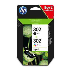 HP 302 PACK X4D37AE  DE 2 CARTOUCHES D'ENCRE NOIR ET TROIS COULEURS CARTOUCHE CYAN, MAGENTA, JAUNE