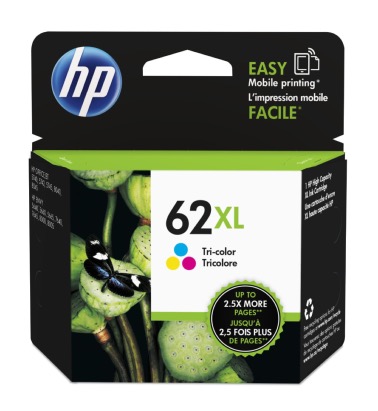 HP 62XL Cartouche d'Encre 3  Couleurs Authentique HP  grande capacité  C2P07AE Cyan Magenta Jaune