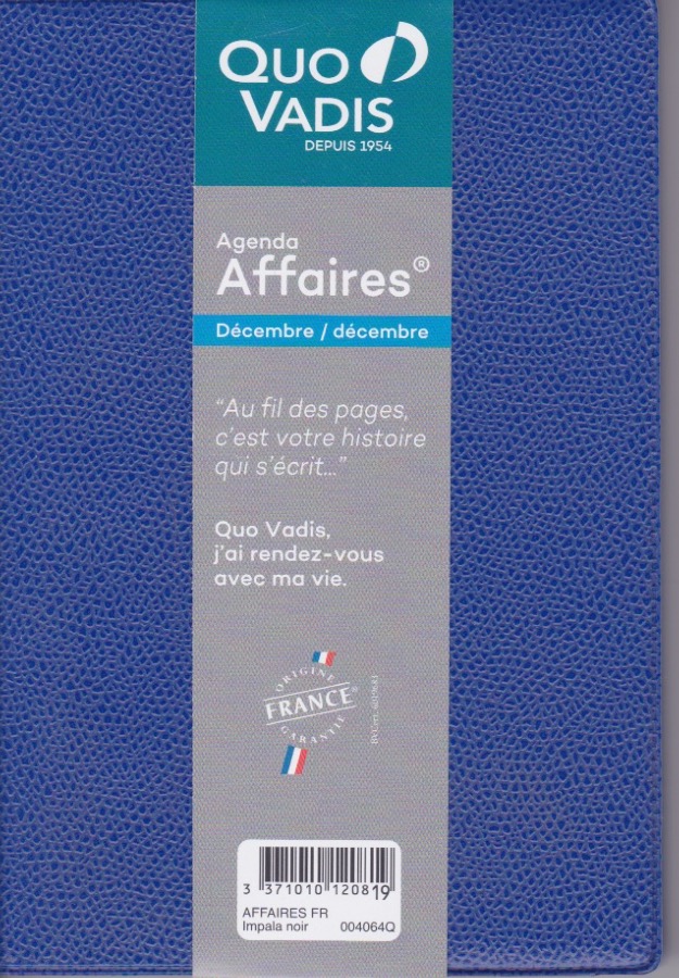 Quo Vadis Affaires Impala agenda Civil Semainier 10x15 cm Noir - Année 2024