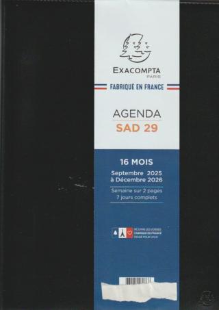 EXACOMPTA Agenda SAD 29 Winner Noir 2025-2026 21x29.7cm Semainier