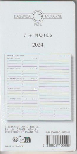 Agenda Moderne recharge 7 plus notes INT 3001 Version 2024