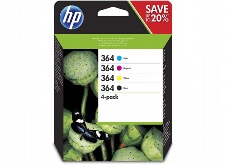HP 364 Pack de 4 Cartouches d'Encre Noir et Trois Couleurs (Cartouche Cyan, Magenta, Jaune)  N9J73