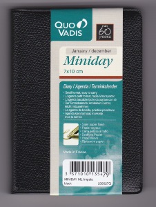 AGENDA Quo Vadis    Miniday  Agenda Civil Journalier 7x10 cm Noir  Année 2023