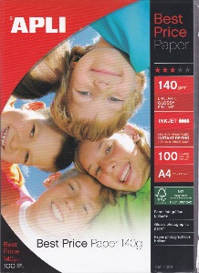 Papier photo Apli 11804 Best price paper 140 g brillante glossy 100 FEUILLES