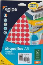 Apli 114313 étiquettes A5 multi-usage Rouge diametre 15