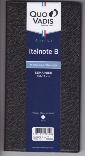 AGENDA Quo Vadis 688003Q Agenda Civil ItalNoteB - 8,8x17cm - Noir - Année 2025