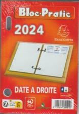  Recharge Bloc éphémeride 2024 Date à Droite 8,5 x 11,5 cm