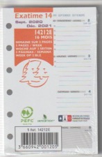Recharge Exatime 14 semainier millésimé 2 pages par semaine - 126 x 81 mm 14240E -2020-2021