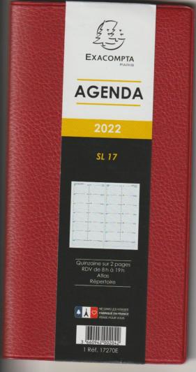 Agenda Semainier SL 17 Cassandra 9x17,5 cm Janvier à Janvier 2022