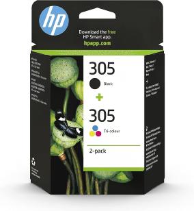 HP 305 Pack de 2 Cartouches d'Encre Noir et Trois Couleurs (Cartouche Cyan, Magenta, Jaune) 6ZD17AE