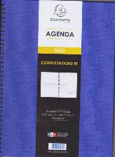 Agenda A4 Exacompta,  Agenda Semainiers Consultations W, année 2022, Couv. Cartonnée reliure wire o 