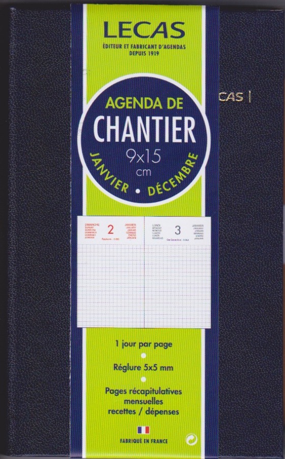 Stock Bureau - LECAS Agenda journalier Chantier 13 x 8 cm Coloris Aléatoire