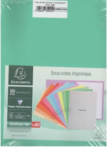 Paquet de 40 sous-chemises imprimées SUPER 180 22x31cm Jurisprudence