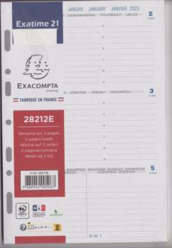 Exacompta 28212E Recharge Exatime 21 semainier  semaine sur 2 pages 2026