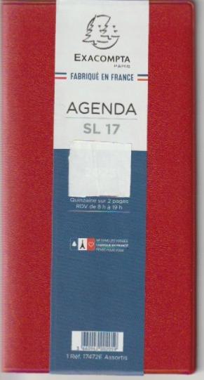  Exacompta  Quinzaine sur 2 pages SL17 - 9 x17,5 cm - 2025 -17472E