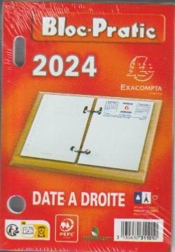 Recharge Bloc éphémeride 2024 Date à Droite 8,5 x 11,5 cm