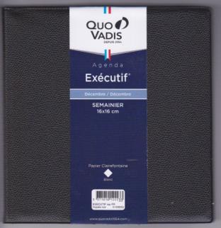 Quo Vadis  Agenda  Executif  16x16cm  Noir  Année  2025
