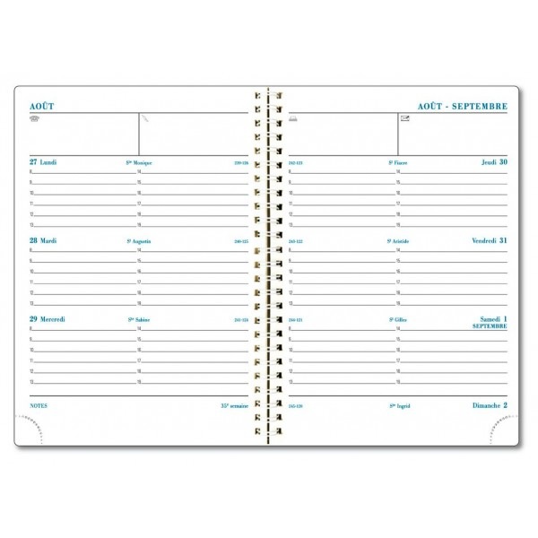 Agenda 2024 EXACOMPTA SAD 22W Linicolor spirale - 18,5x22,5cm - 1 semaine  sur 2 pages (Couleurs aléatoires)