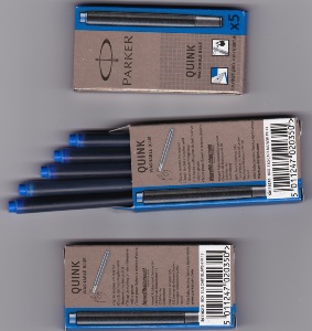 PARKER Etui 10 Cartouches d'encre longue QUINK effaçable bleu