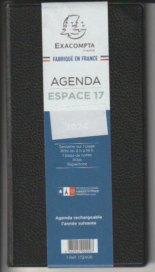 Rechargeable agenda Exacompta 2024 Espace 17