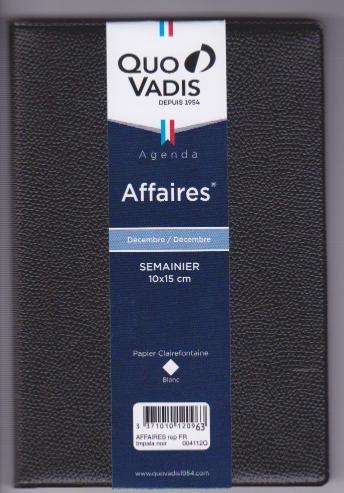 Quo Vadis Affaires Impala agenda Civil Semainier 10x15 cm Noir - Année 2024