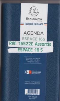 AGENDA Exacompta Espace 16S semainier 2026 spiralé 9X17 REF 16522E
