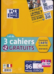 1 lot de 3 cahiers piqués - 24x32 cm - Clairefontaine - 96 pages grands  carreaux - Modèles assortis - Cahiers - Carnets - Blocs notes - Répertoires