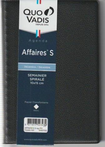 Quo Vadis - Collection : Club AFFAIRES Spiralé - Agenda civil - Semainier -  Format : 10x15 cm - Coloris : Noir Ebène - Année : 2024 : :  Fournitures de bureau