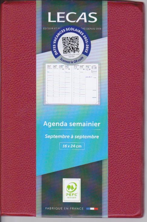 Agenda à élastique Lecas Graphics - 16 Mois - 1 semaine sur 2 pages - 16 x  24 cm - différents modèles disponibles Pas Cher