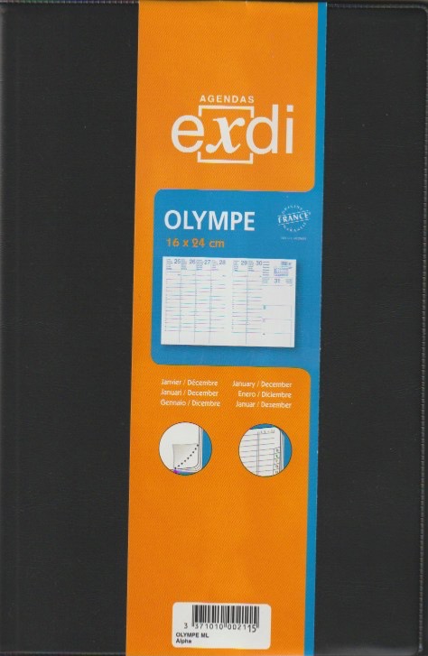 Agenda semainier 2024 - EXDI Olympe 16x24cm noir 1 semaine sur 2 pages -  NEUF