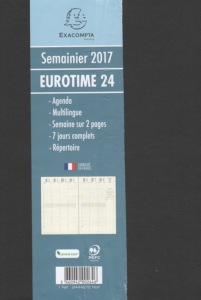 agenda eurotime 24 semainier 2018 répertoire  7 jours complets  16X24