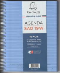 Exacompta SAD 19, Agenda semainier polypro spiralé 2026-2027, Sept/Déc 15x18cm