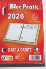 Recharge Bloc éphémeride 2026 Date à Droite 8,5 x 11,5 cm