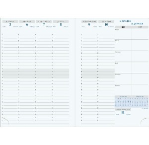 Agenda de sept à sept, format 9 x 17 cm, 1 semaine sur 2 pages, 2016-2017