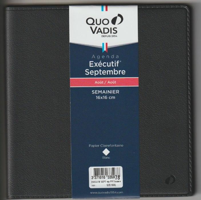 Quo Vadis Agenda Executif 16x16cm Noir Année 2023 - 2024