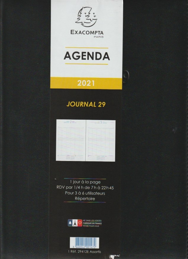 Exacompta 29412E Agenda 2021 Journal 29 un jour à la page