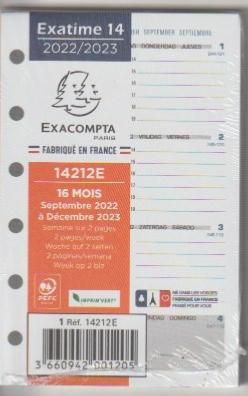 Recharge Exatime 14 semainier millésimé 2 pages par semaine 16