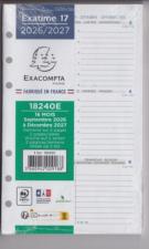 Agenda  Exacompta 18244E Recharge Exatime 17 1 semaine sur 2 pages Horizontal Année 2027