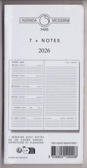 830018Q Agenda Moderne recharge 7 plus notes INT 3001 Version 2026