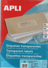 Apli Etiquettes invisible A4 imprimantes laser