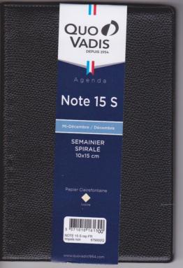 Quo Vadis Note 15 S Impala agenda  Civil Semainier 10x15 cm Noir - Année 2025