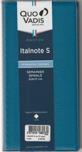 Quo Vadis -  Agenda Semainier Italnote S Impala Noir nouvelle Année 2025 - 8,8x17 cm