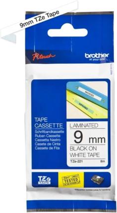  TZE221 Pour Brother Ptouch noir sur blanc 9mmx8m